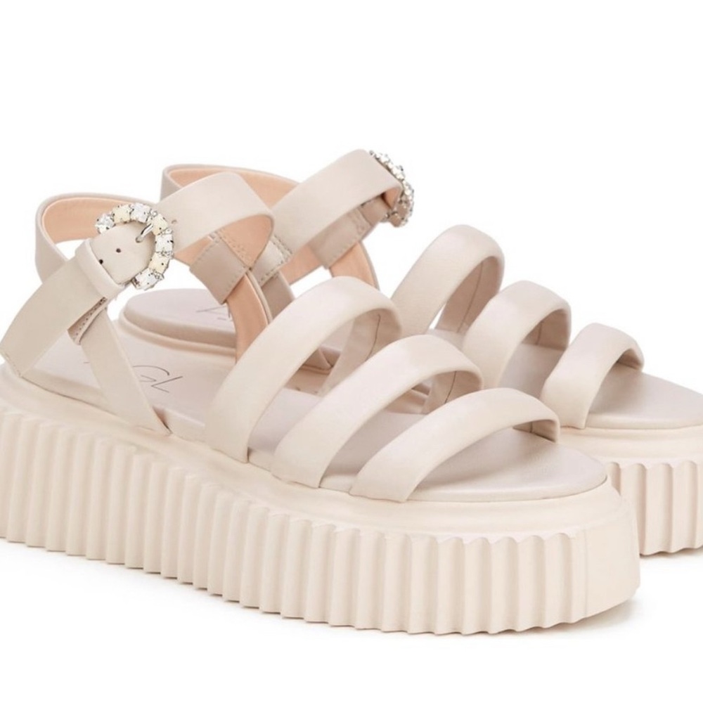 Agl Cream Platform Sandals with Adjustable Ankle Strap - excellent condition